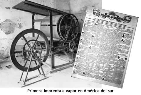 Primera imprenta a vapor en suramerica Maquina a vapor Hoe y Cía